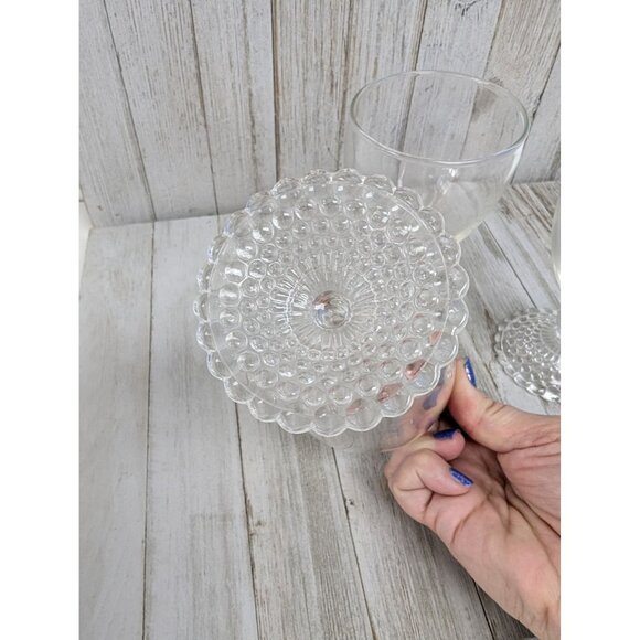 Anchor Hocking Bubble Foot Water Wine Goblet Glasses 5 1/2" Stemmed Set of 3 - Picture 5 of 5